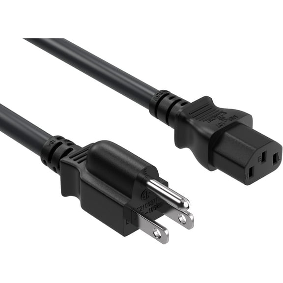 Leader 1.5ft 18 AWG Power Cord, IEC320 C13 to NEMA 5-15P Short Cable for Computer, Monitor, TV, Printer, Low Profile Extension Wire for Wall Mount & Rack Setup, Black