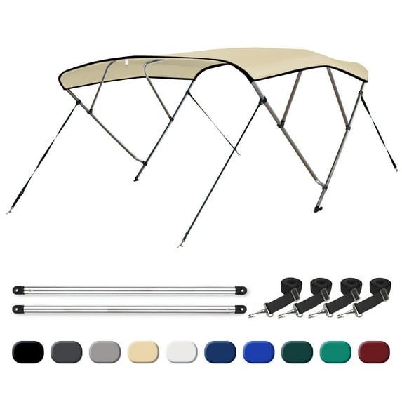 Leader Accessories 10 Colors 4 Bow Bimini Top Boat Cover Include 4 Straps 2 Rear Support Poles Mounting Hardwares Storage Boot,Multi Colors