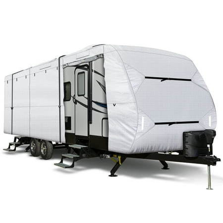 Leader Accessories 150D Travel Trailer RV Cover with Adhesive Repair Patch, Ripstop Diamond Camper Cover, 20'-22'