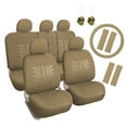 thumbnail image 1 of Leader Accessories 17pcs Universal Embossed Cloth Auto Suv Car Seat Cover Set,Beige, 1 of 7