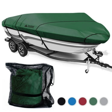 Leader Accessories 600D Polyester Waterproof Trailerable V-hull Tri-hull Boat Cover,Green