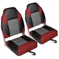thumbnail image 1 of Leader Accessories High Back Fold-Down Fishing Boat Seats (2 Seats),Black/Red, 1 of 7
