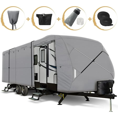 Leader Accessories New Easy Setup Travel Trailer Cover Fits RV Camper with Assist Steel Pole,27'-30'
