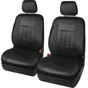 Leader Accessories Pair of Faux Leather Front Car Seat Covers with Airbag for Truck SUV Universal Fit Auto Seat Protector,Black