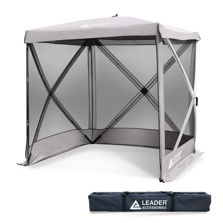 Leader Accessories Pop up Outdoor Gazebo Screen Camping Tent Canopy for 6 Persons,Grey