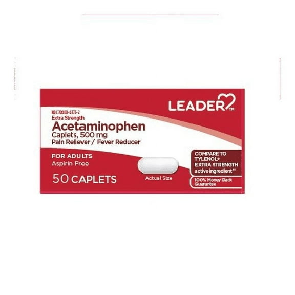 Leader Acetaminophen 500mg Caplets, 50 count