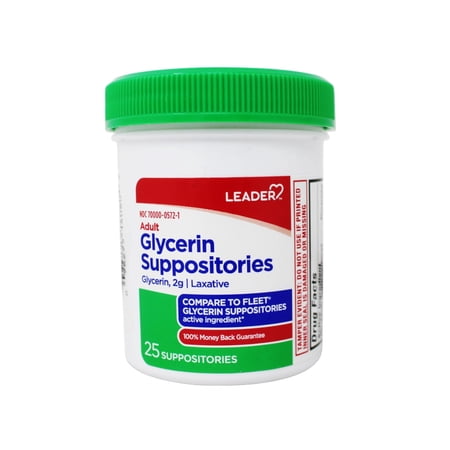 Leader Adult Glycerin Suppositories 2 g Laxative 25 Count
