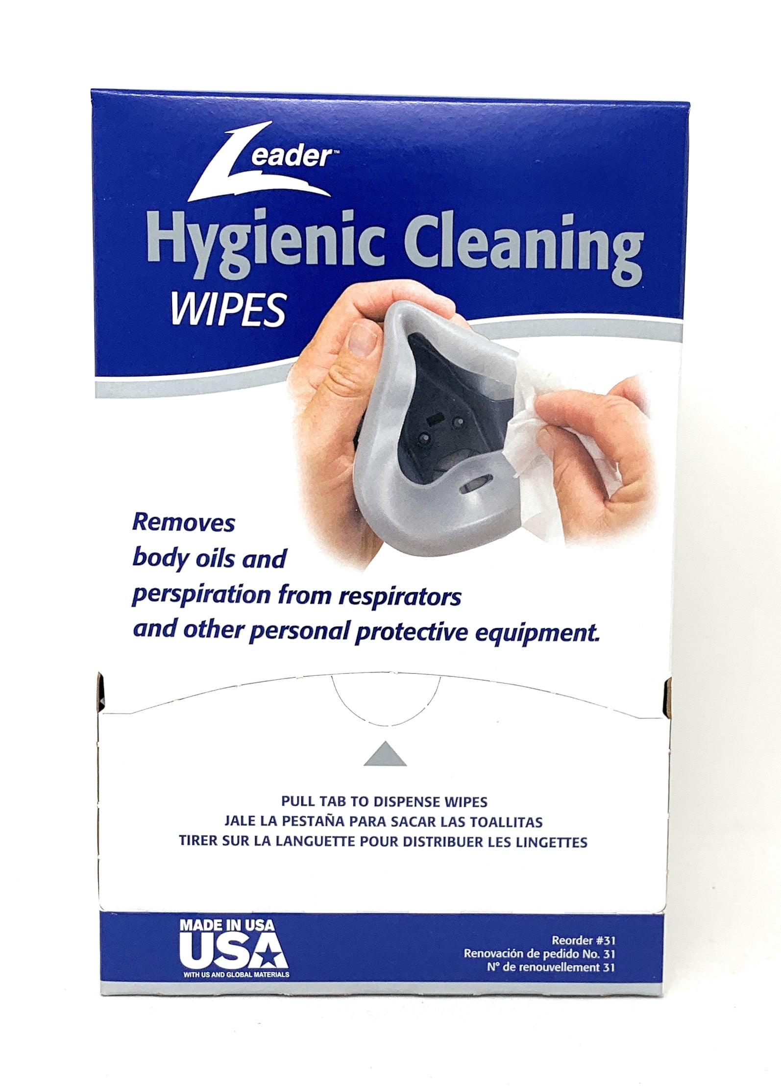 Leader AlcoholFree Hygienic Cleaning Wipes 31 for Respirators PPE, 100ct