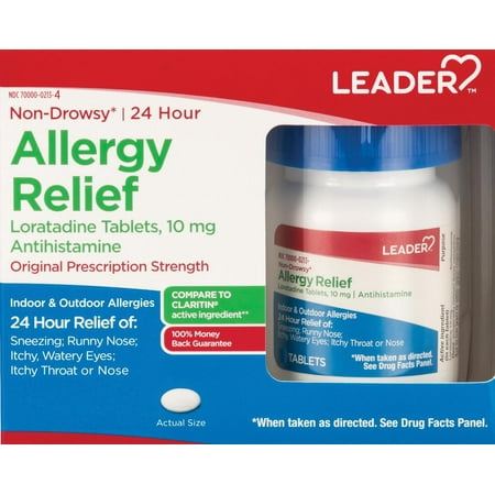 Leader 24 Hour Allergy Relief - Loratadine 10mg Non-Drowsy Antihistamine, 90 Ct