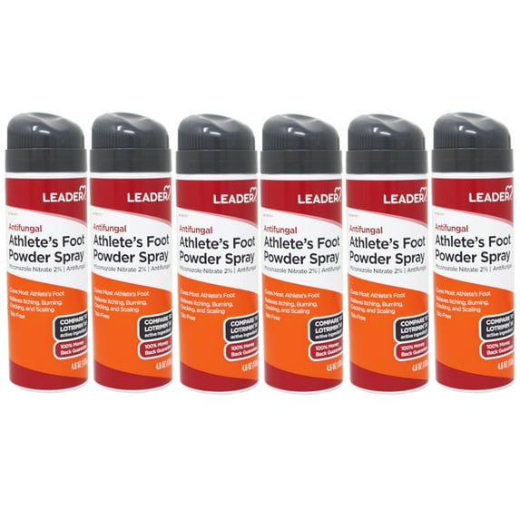 Leader Antifungal Athlete's Foot Powder Spray with Micanzole Nitrate 2% , 4.6 oz - 6 Pack