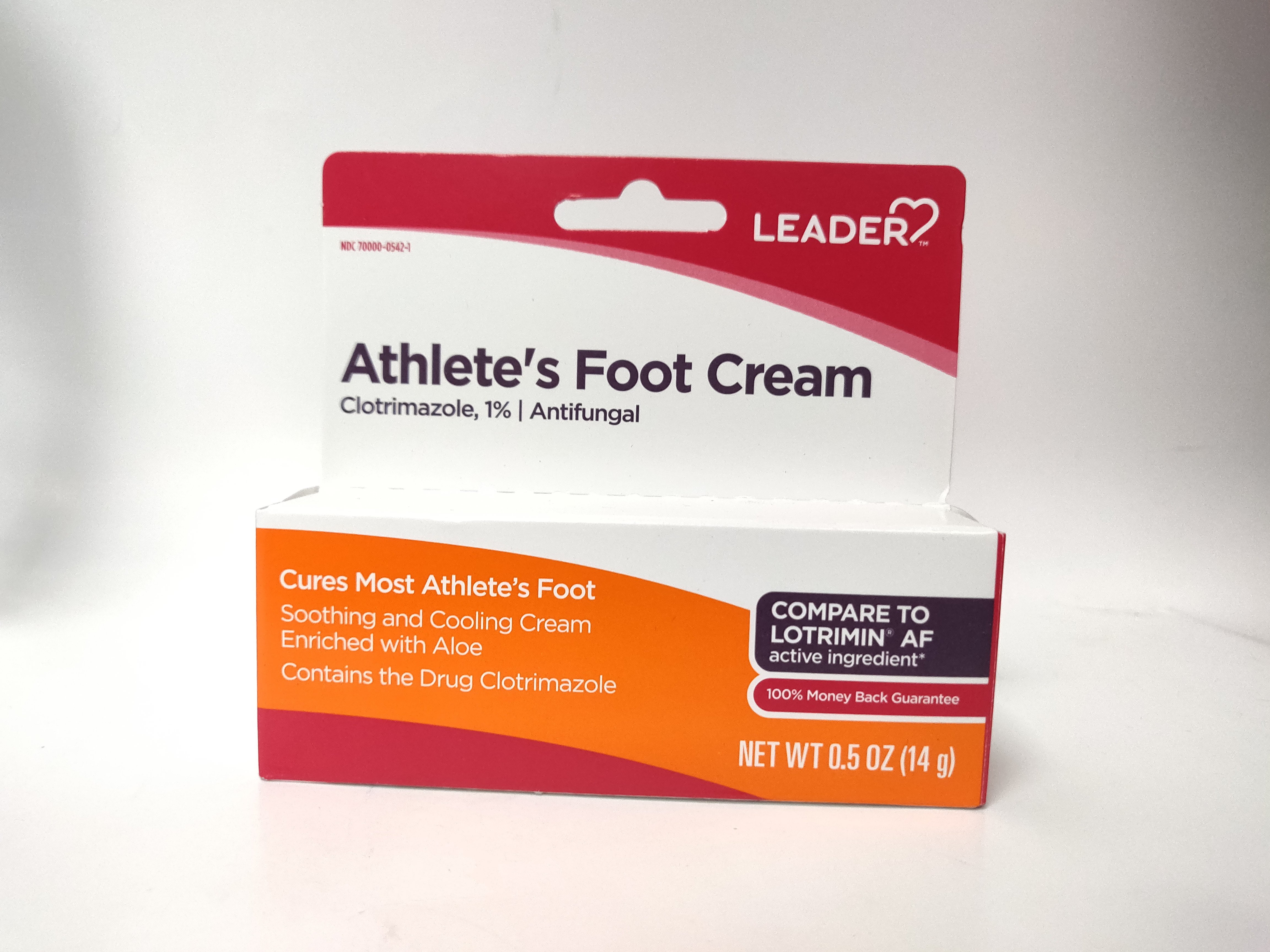 Leader Athlete's Foot Cream Clotrimazole 1, Antifungal 0.5 oz (14