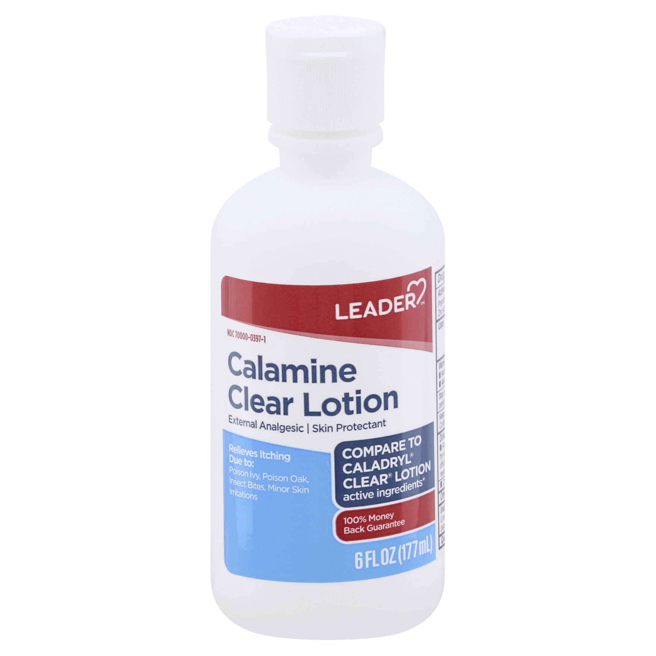 Leader Calamine Clear Lotion, 6 fl oz Skin Protectant for Itch Relief