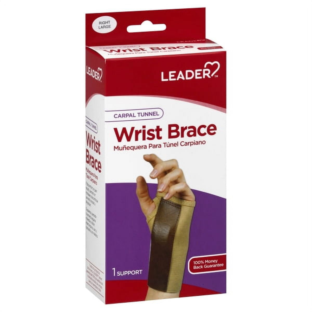 Leader Carpal Tunnel Wrist Brace, Large, Right, 1ct 096295124484S748