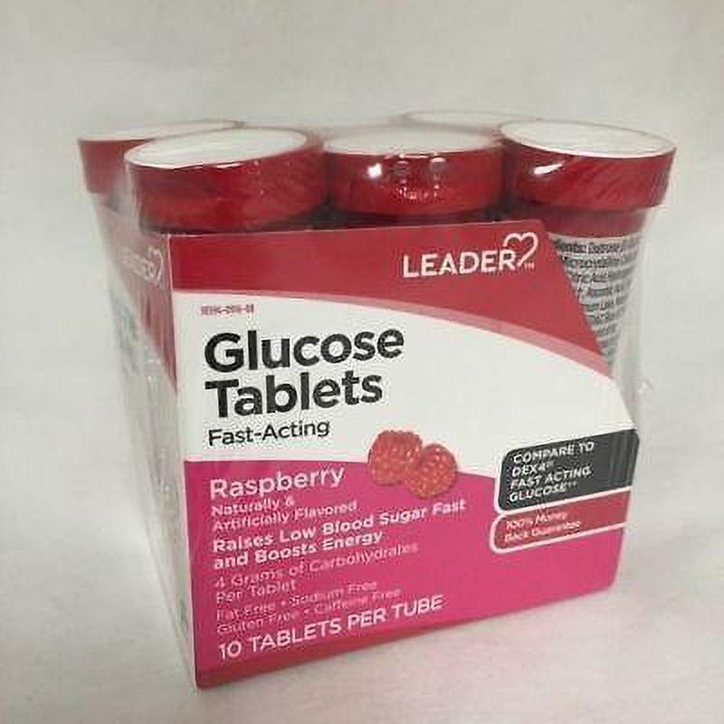 Leader Chewable Glucose 4mg Tabs, Raspberry, 10ctX6ct - Walmart.com