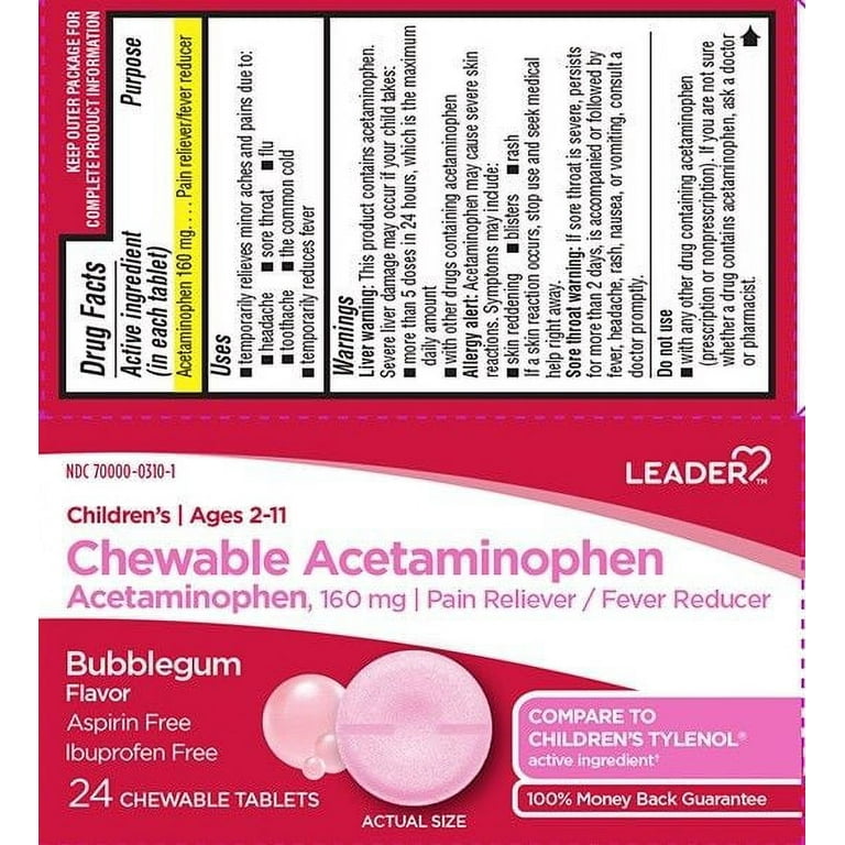 Children's Acetaminophen 160 Mg Chewable Tablets, Grape