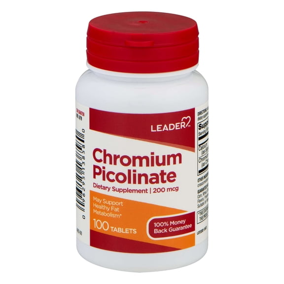 Leader Chromium Picolinate 200mcg Tablets 100 Ct