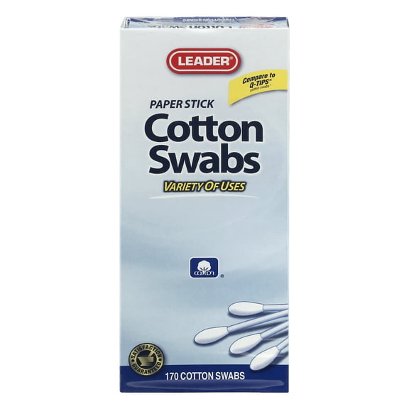 Leader Cotton Swabs, 170ct - Soft & Gentle Multipurpose Swabs