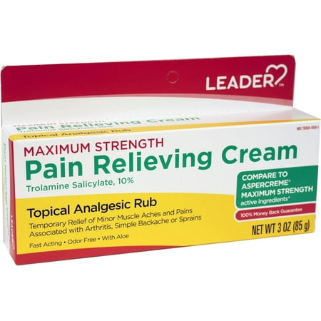 Leader Cream Maximum Strength Muscle, Joint Pain Reliever Analgesic Rub, 3oz, (Pack of 1)