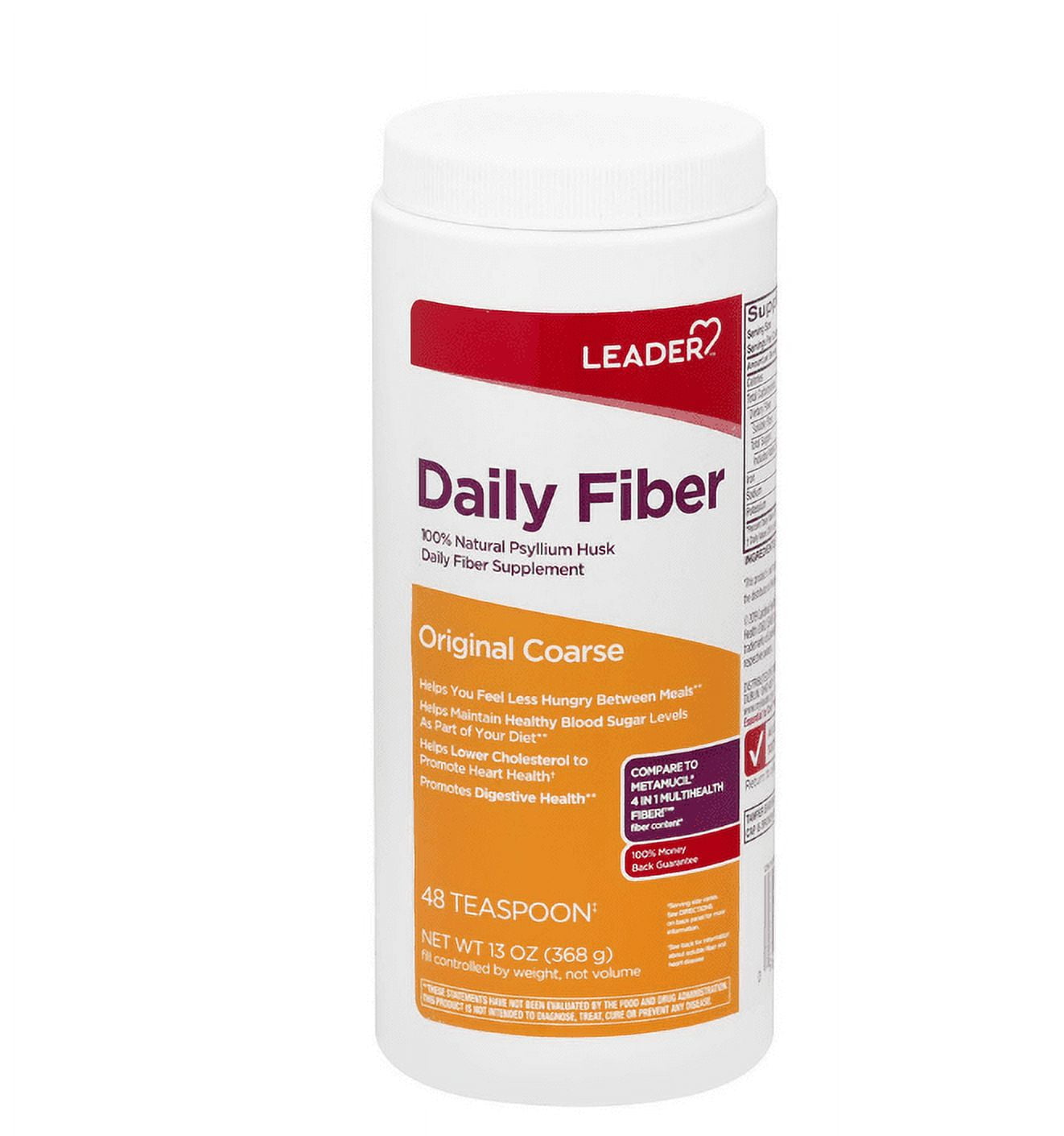 Leader Daily Fiber, 100 Natural Psyllium Husk, Original Coarse, 20.3