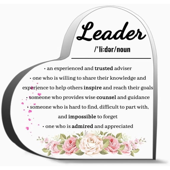 Leader Definition Thank You Gifts For Women Men, Decoration Heart Shape Acrylic Sign Gift 4X4In