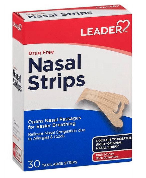 Leader Drug Free Large Nasal Strips, Tan 30 Strips
