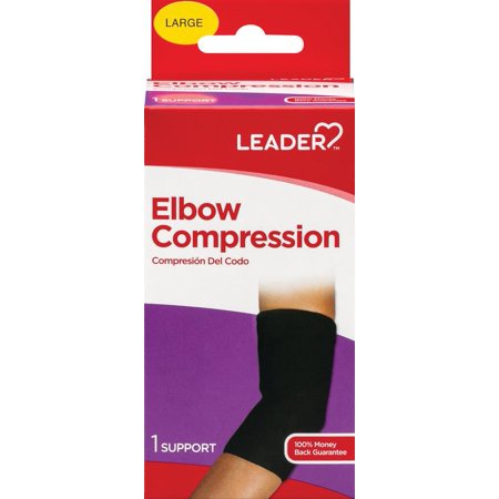 Leader Elbow Compression - Black, Large - 1 Support