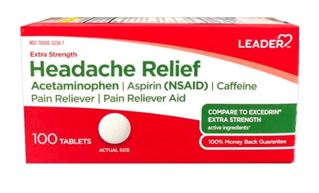 Leader Extra Strength Headache Pain Reliever w/ Aspirin & Caffeine