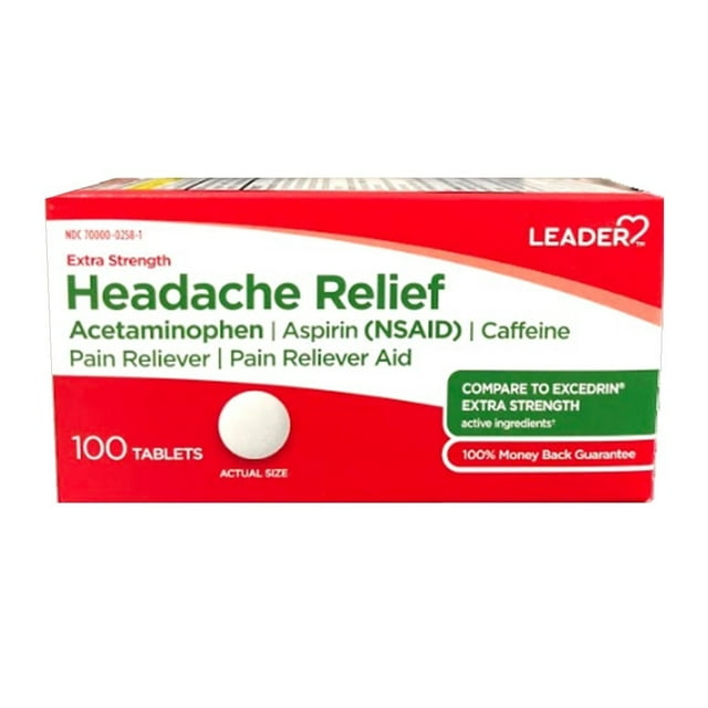 Leader Extra Strength Headache Pain Reliever w/ Aspirin & Caffeine