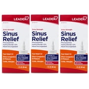 Leader Extra Strength Sinus Relief, Fast Acting, Sinus Decongestant, Nasal Congestion Relief Spray, Cold & Allergy 30 mL Bottle Pack of 3