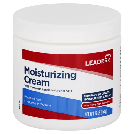 Leader Moisturizing Cream with Ceramides & Hyaluronic Acid Fragrance Free 16 oz..