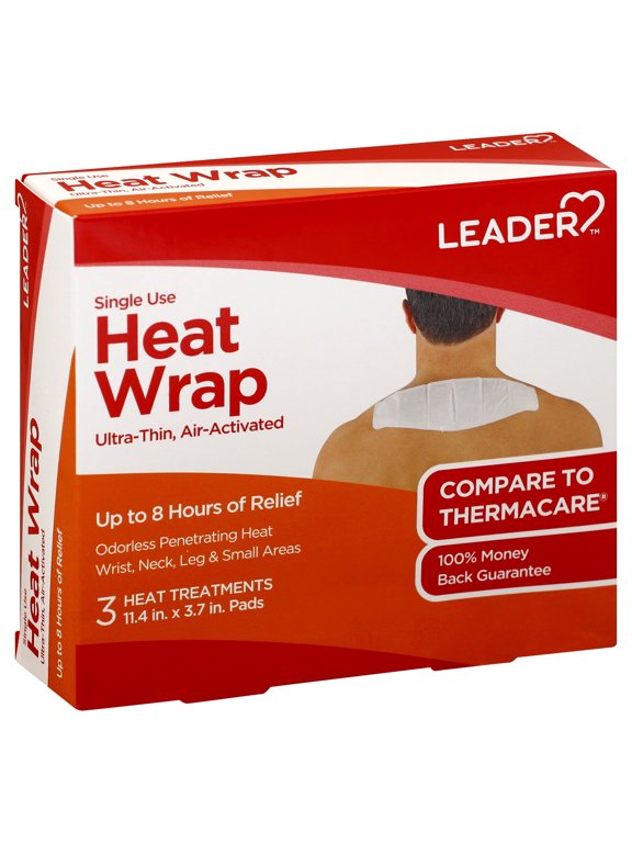 Single Use Heat Wrap Ultra-Thin Air-Activated 3 Heat Treatments 11.4 in x 3.7 in Pads