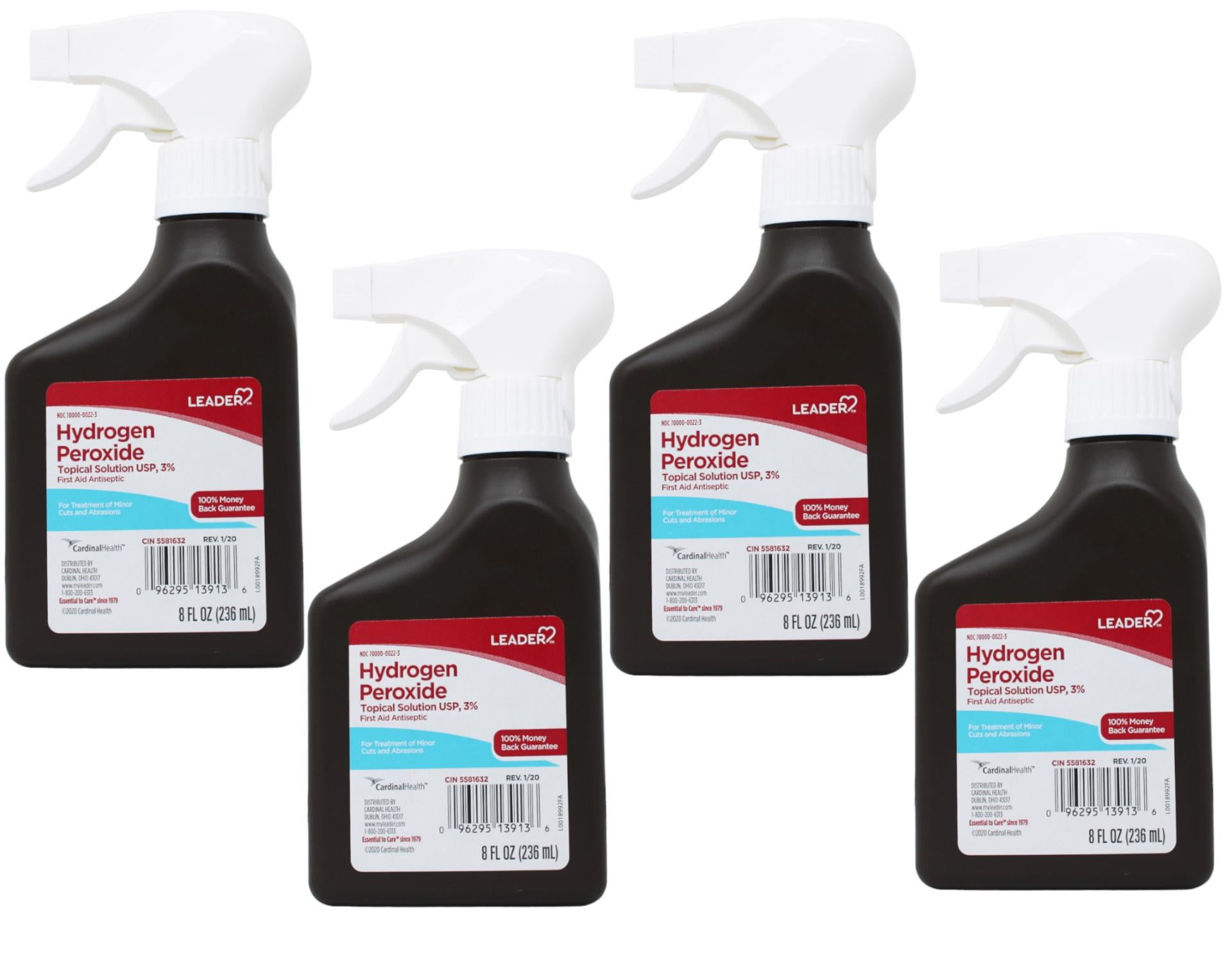 Leader Hydrogen Peroxide First Aid Antiseptic Topical Solution USP, 3 Spray Bottle 8 fl oz 4