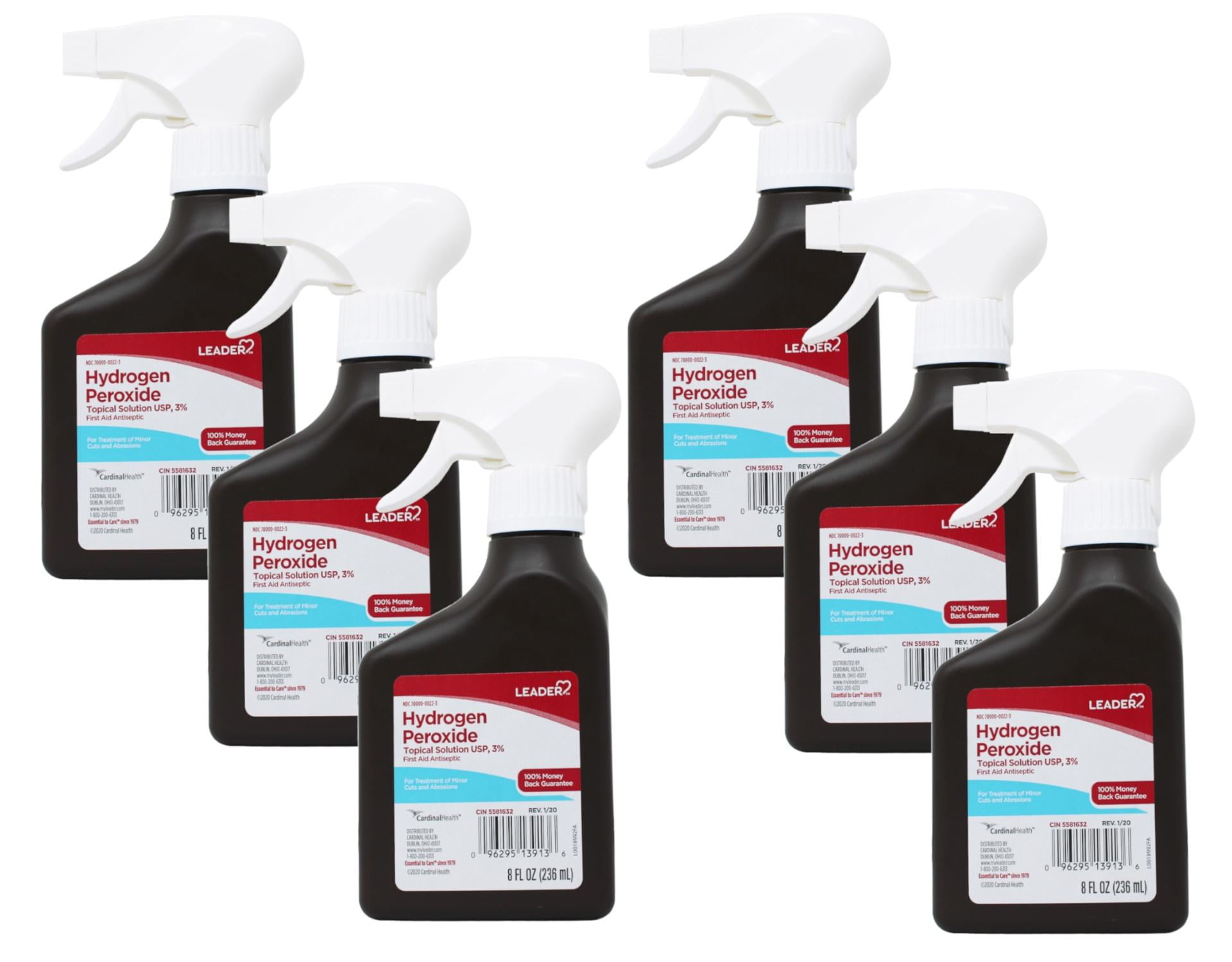 Leader Hydrogen Peroxide First Aid Antiseptic Topical Solution USP, 3 Spray Bottle 8 fl oz 6