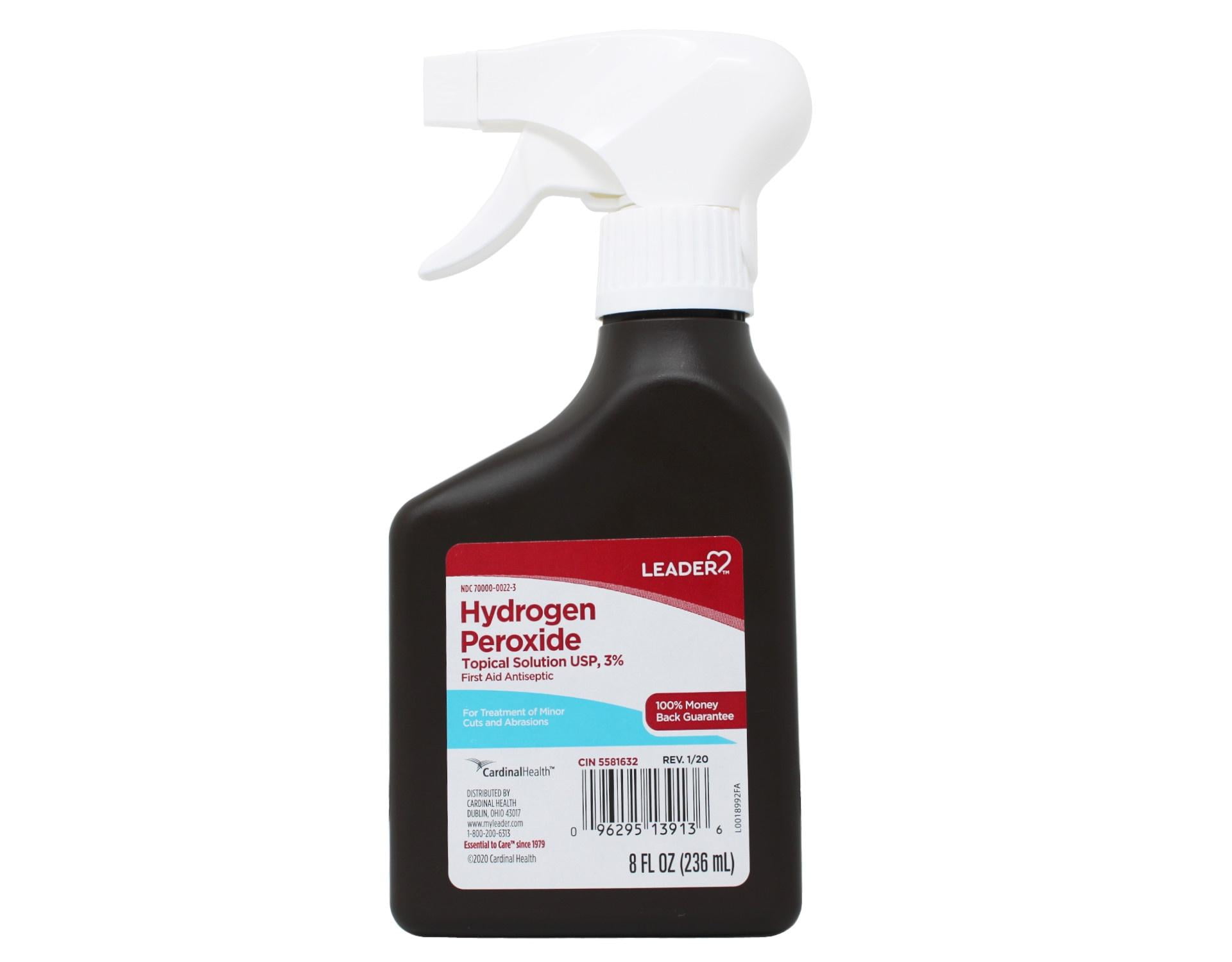 Leader Hydrogen Peroxide First Aid Antiseptic Topical Solution USP, 3 Spray Bottle 8 fl oz