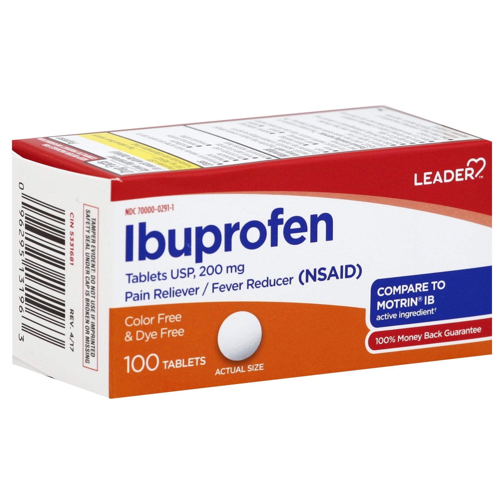 Leader Ibuprofen 200mg Dye Free Pain Fever Relief Tablets Headache Leader Ibuprofen 200mg Dye Free Pain Fever Relief Tablets Headache