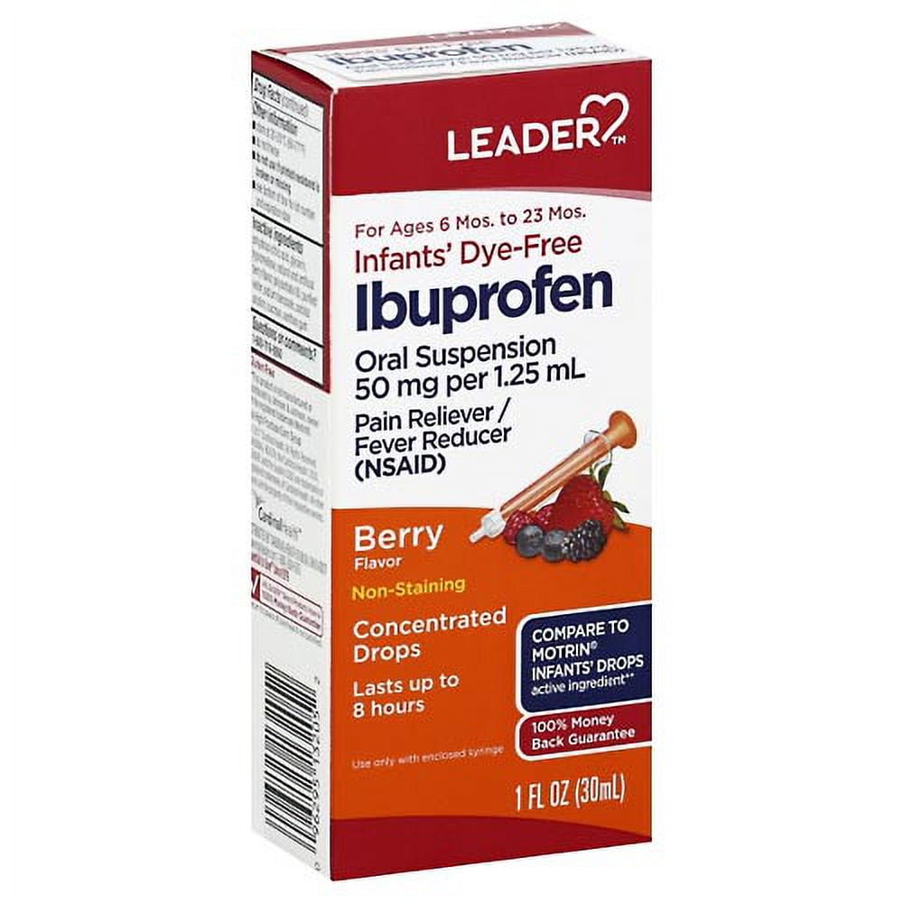 Leader Ibuprofen, Dye-Free, Berry Flavor, Infants, Concentrated Drops ...