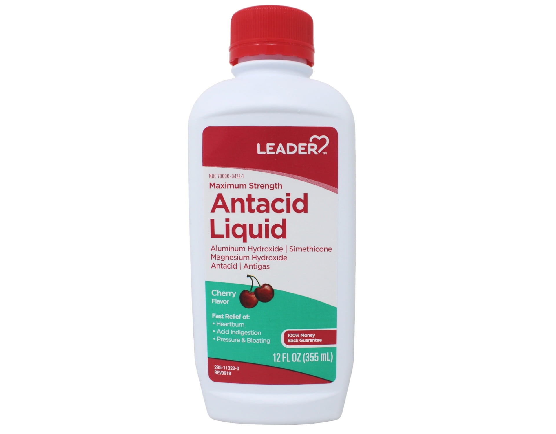 Leader Maximum Strength Antacid Liquid, Cherry Flavor 12 oz