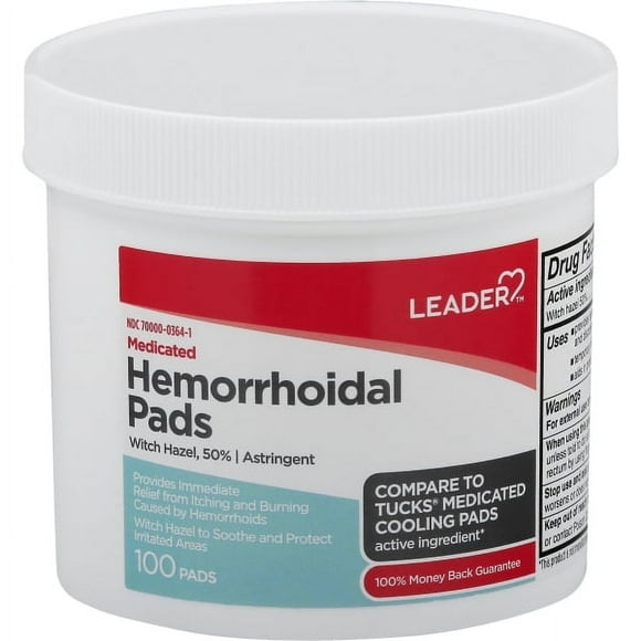 Leader Medicated Pads for Hemorrhoids - 100 Count