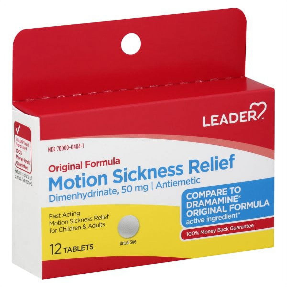 Leader Motion Sickness Relief Tablets, 12 Count