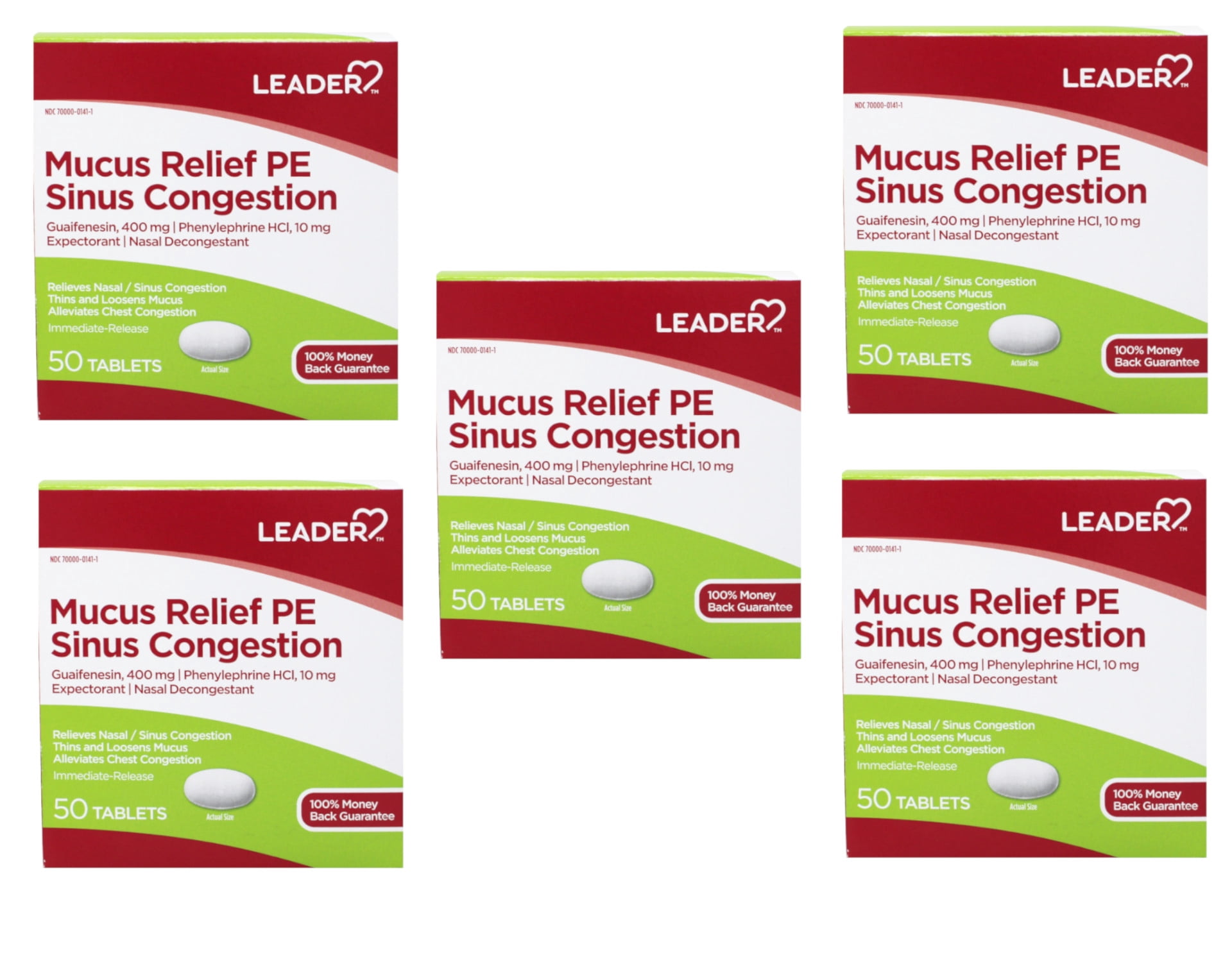 Leader Mucus Relief PE Sinus Congestion, Expectorant; Nasal ...