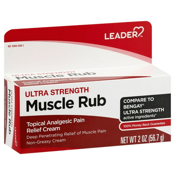 Leader Muscle Rub Ultra Strength Cream Topical Analgesic Rub 2 ounce, 2 Pack