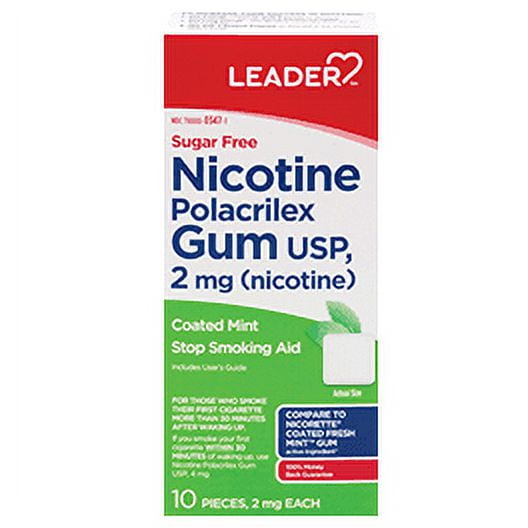 SILVER ROD PHARMACY Leader Nicotine Gum 2 Mg Mint, Sugar Free 10 Ct