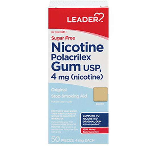 SILVER ROD PHARMACY Leader Nicotine Gum 4 Mg Original Flavor, Sugar Free 50 Ct