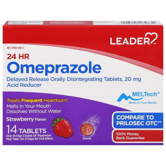 Leader Omeprazole Delayed Release Orally Disintegrating Tablets - 14 count