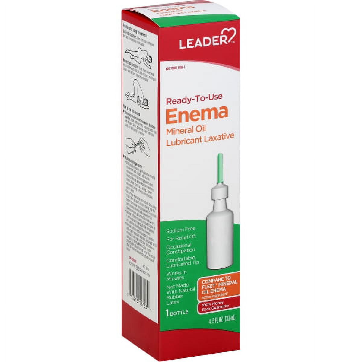 Leader Ready to Use Enema OTC Lubricant Mineral Oil for Constipation