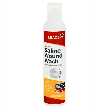 Leader Saline Wound Wash, Sterile, 7.4 Oz, 2 Pack