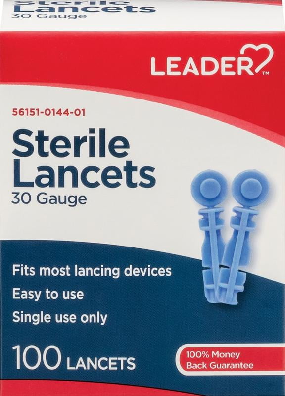 Leader Sterile Lancets, Super Thin, 30 G, 100 Count