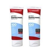 LEADER Travel Sunscreen SPF 100+, Ultra Sheer Dry-Touch Water Resistant and Non-Greasy Lotion with Broad Spectrum SPF 100+, 3 Fl Oz (Pack of 2)