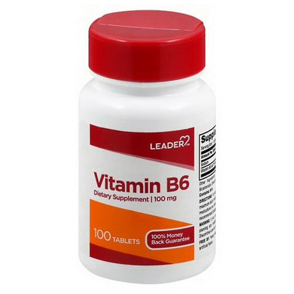 Leader Vitamin B6 100 Mg Dietary Supplement Tablets, 100 Ea