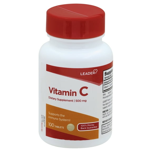Leader Vitamin C 500mg Tablets, 100ct